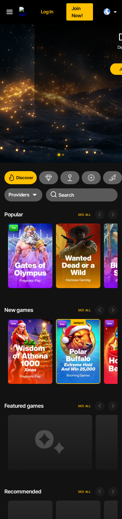 Just Casino Interface